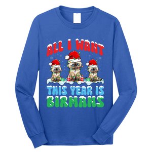 All I Want This Year Is Bir Cat Wearing Christmas Hat Cute Gift Long Sleeve Shirt