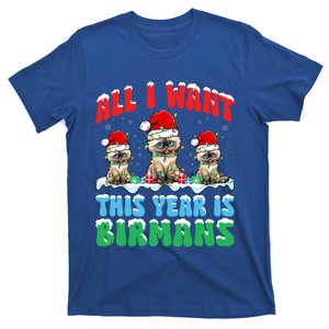 All I Want This Year Is Bir Cat Wearing Christmas Hat Cute Gift T-Shirt