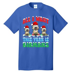 All I Want This Year Is Bir Cat Wearing Christmas Hat Cute Gift Tall T-Shirt