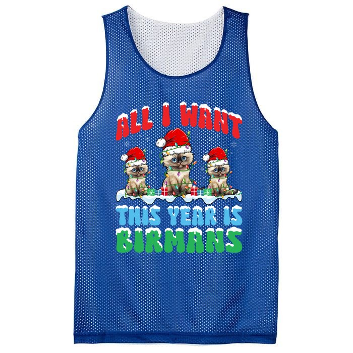 All I Want This Year Is Bir Cat Wearing Christmas Hat Cute Gift Mesh Reversible Basketball Jersey Tank