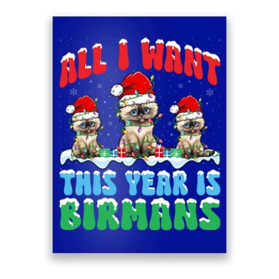 All I Want This Year Is Bir Cat Wearing Christmas Hat Cute Gift Poster