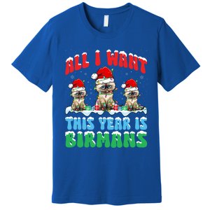 All I Want This Year Is Bir Cat Wearing Christmas Hat Cute Gift Premium T-Shirt