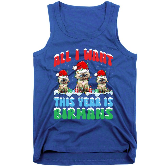 All I Want This Year Is Bir Cat Wearing Christmas Hat Cute Gift Tank Top