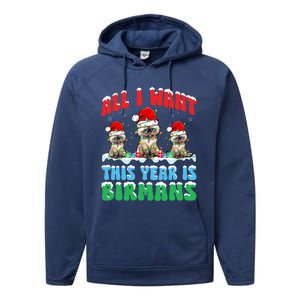 All I Want This Year Is Bir Cat Wearing Christmas Hat Cute Gift Performance Fleece Hoodie