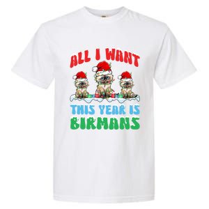 All I Want This Year Is Bir Cat Wearing Christmas Hat Cute Gift Garment-Dyed Heavyweight T-Shirt