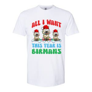 All I Want This Year Is Bir Cat Wearing Christmas Hat Cute Gift Softstyle CVC T-Shirt