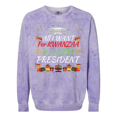 All I Want For Kwanzaa Is A New President Funny Kwanzaa Funny New President Colorblast Crewneck Sweatshirt