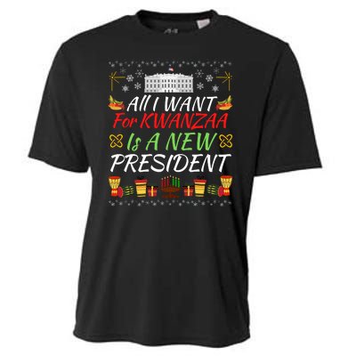 All I Want For Kwanzaa Is A New President Funny Kwanzaa Funny New President Cooling Performance Crew T-Shirt