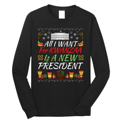 All I Want For Kwanzaa Is A New President Funny Kwanzaa Funny New President Long Sleeve Shirt