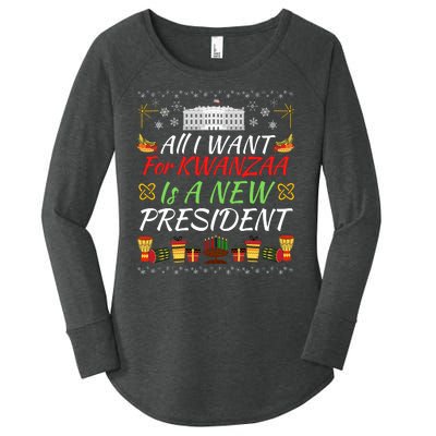 All I Want For Kwanzaa Is A New President Funny Kwanzaa Funny New President Women's Perfect Tri Tunic Long Sleeve Shirt