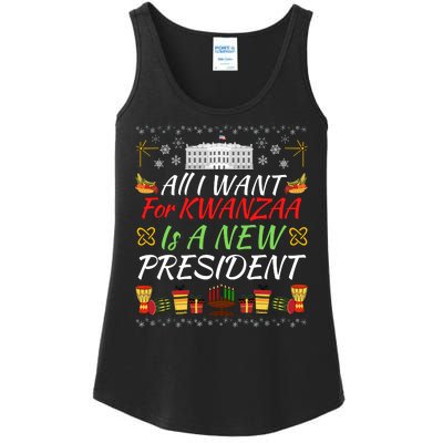 All I Want For Kwanzaa Is A New President Funny Kwanzaa Funny New President Ladies Essential Tank