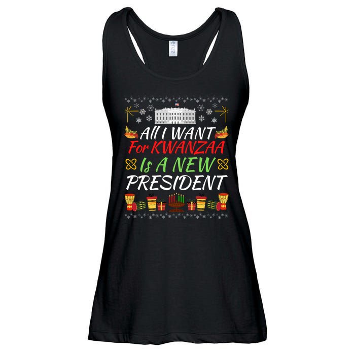 All I Want For Kwanzaa Is A New President Funny Kwanzaa Funny New President Ladies Essential Flowy Tank