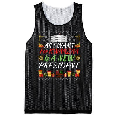 All I Want For Kwanzaa Is A New President Funny Kwanzaa Funny New President Mesh Reversible Basketball Jersey Tank