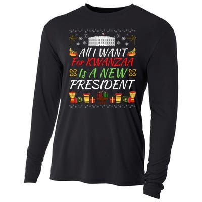 All I Want For Kwanzaa Is A New President Funny Kwanzaa Funny New President Cooling Performance Long Sleeve Crew