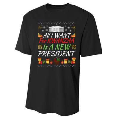 All I Want For Kwanzaa Is A New President Funny Kwanzaa Funny New President Performance Sprint T-Shirt