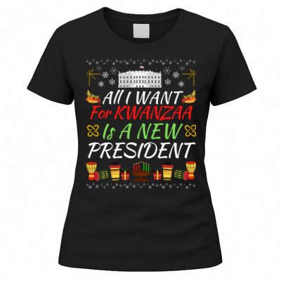 All I Want For Kwanzaa Is A New President Funny Kwanzaa Funny New President Women's T-Shirt