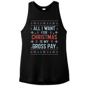 All I Want For Christmas Is My Gross Pay Funny Joke Ladies PosiCharge Tri-Blend Wicking Tank