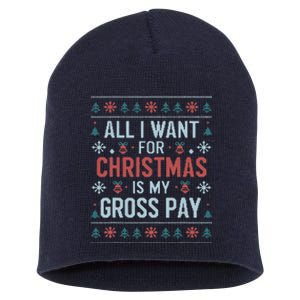 All I Want For Christmas Is My Gross Pay Funny Joke Short Acrylic Beanie