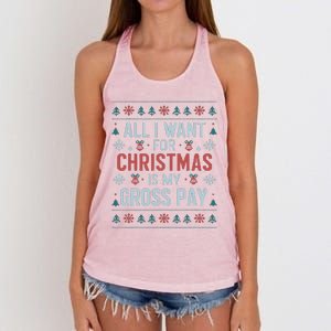 All I Want For Christmas Is My Gross Pay Funny Joke Women's Knotted Racerback Tank