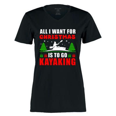 All I Want For Christmas Is To Go Kayaking Gift Women's Momentum V-Neck T-Shirt