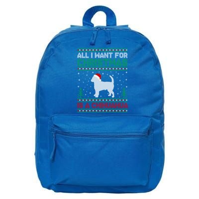 All I Want For Xmas Is A Chihuahua Dog Ugly Xmas Sweater Gift 16 in Basic Backpack