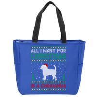 All I Want For Xmas Is A Chihuahua Dog Ugly Xmas Sweater Gift Zip Tote Bag