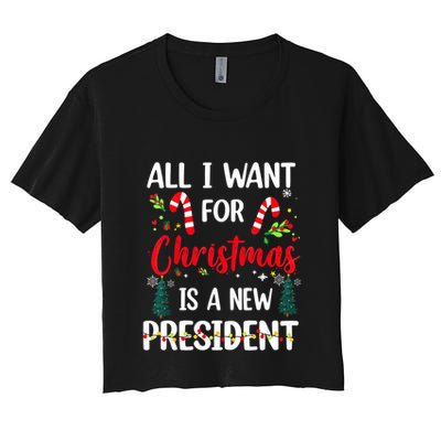All I Want For Christmas Is A New President Xmas Pajama Funny Gift Crop Top