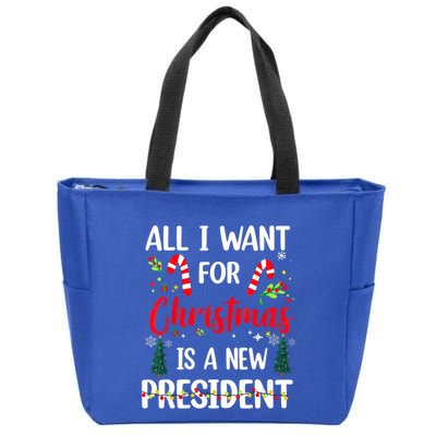 All I Want For Christmas Is A New President Xmas Pajama Funny Gift Zip Tote Bag