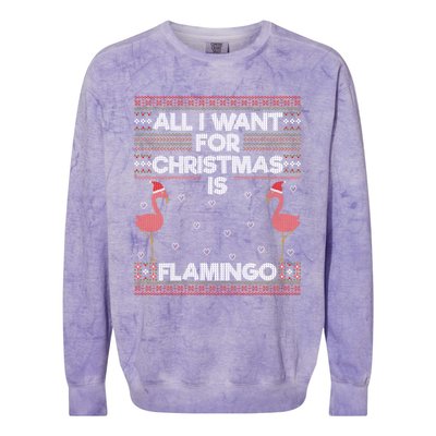 All I Want For Christmas Is A Flamingo Pink Ugly Sweater Meaningful Gift Colorblast Crewneck Sweatshirt