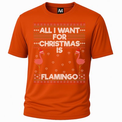 All I Want For Christmas Is A Flamingo Pink Ugly Sweater Meaningful Gift Cooling Performance Crew T-Shirt