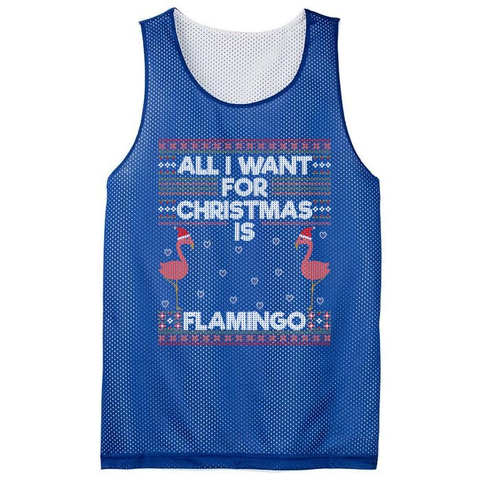 All I Want For Christmas Is A Flamingo Pink Ugly Sweater Meaningful Gift Mesh Reversible Basketball Jersey Tank