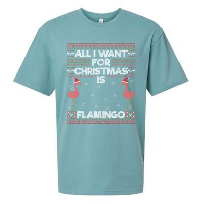 All I Want For Christmas Is A Flamingo Pink Ugly Sweater Meaningful Gift Sueded Cloud Jersey T-Shirt