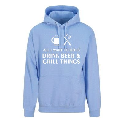 All I Want To Do Is Drink Beer And Grill Things BBQ Cooking Unisex Surf Hoodie