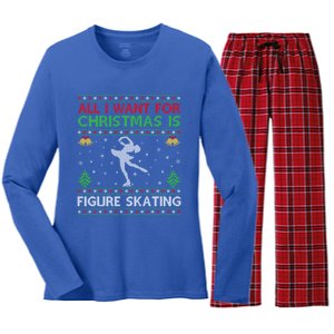 All I Want For Christmas Is Ugly Figure Skating Christmas Gift Women's Long Sleeve Flannel Pajama Set 