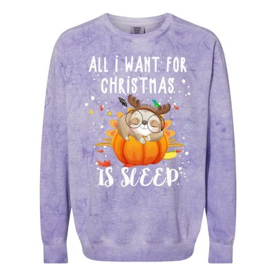 All I Want For Christmas Is Sleep Funny Sloth Pajama Xmas Gift Colorblast Crewneck Sweatshirt