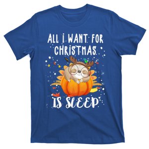 All I Want For Christmas Is Sleep Funny Sloth Pajama Xmas Gift T-Shirt