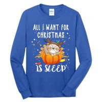 All I Want For Christmas Is Sleep Funny Sloth Pajama Xmas Gift Tall Long Sleeve T-Shirt