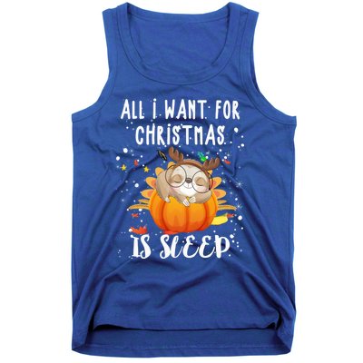 All I Want For Christmas Is Sleep Funny Sloth Pajama Xmas Gift Tank Top