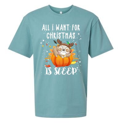 All I Want For Christmas Is Sleep Funny Sloth Pajama Xmas Gift Sueded Cloud Jersey T-Shirt