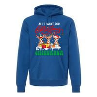 All I Want For Xmas Is A Chihuahua Three Santa Reindeer Dogs Cool Gift Premium Hoodie