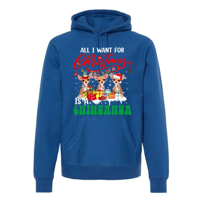 All I Want For Xmas Is A Chihuahua Three Santa Reindeer Dogs Cool Gift Premium Hoodie