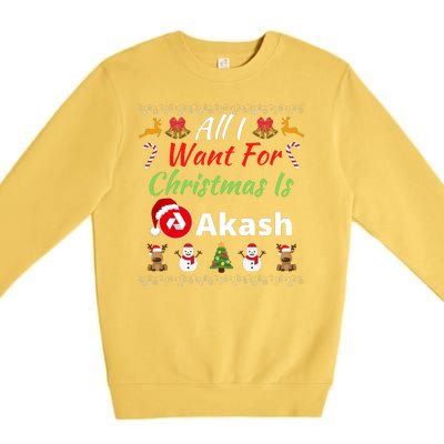 All I Want For Christmas Is Akash Akash Logo Akash Network Premium Crewneck Sweatshirt