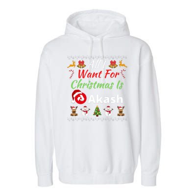 All I Want For Christmas Is Akash Akash Logo Akash Network Garment-Dyed Fleece Hoodie