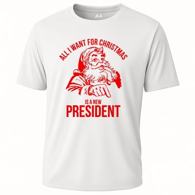 All I Want For Christmas Is A New President Funny Santa Xmas Cooling Performance Crew T-Shirt