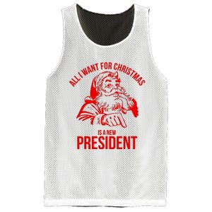 All I Want For Christmas Is A New President Funny Santa Xmas Mesh Reversible Basketball Jersey Tank