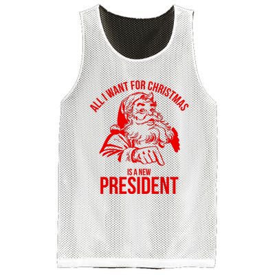 All I Want For Christmas Is A New President Funny Santa Xmas Mesh Reversible Basketball Jersey Tank