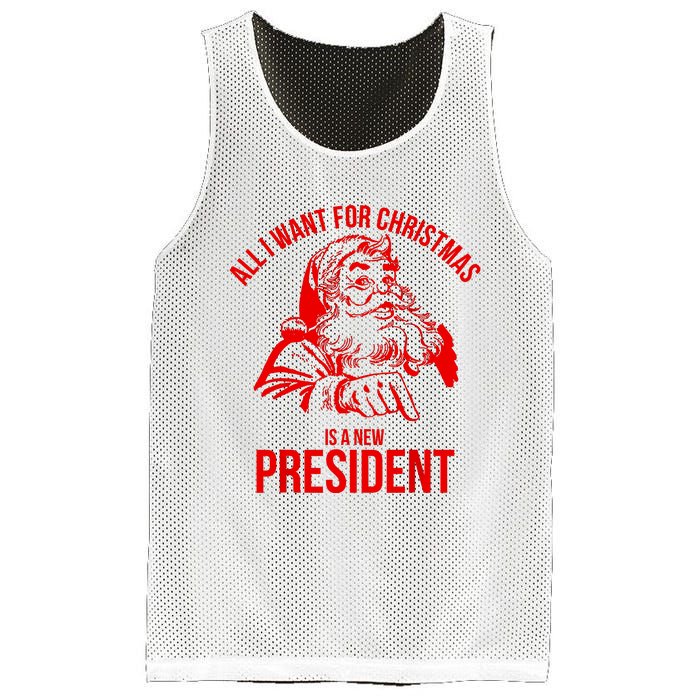 All I Want For Christmas Is A New President Funny Santa Xmas Mesh Reversible Basketball Jersey Tank