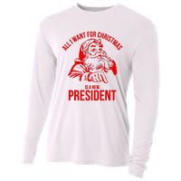 All I Want For Christmas Is A New President Funny Santa Xmas Cooling Performance Long Sleeve Crew