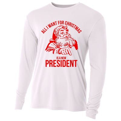 All I Want For Christmas Is A New President Funny Santa Xmas Cooling Performance Long Sleeve Crew