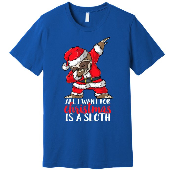 All I Want For Christmas Sloth Merry Slothmas Pajama Funny Gift Premium T-Shirt